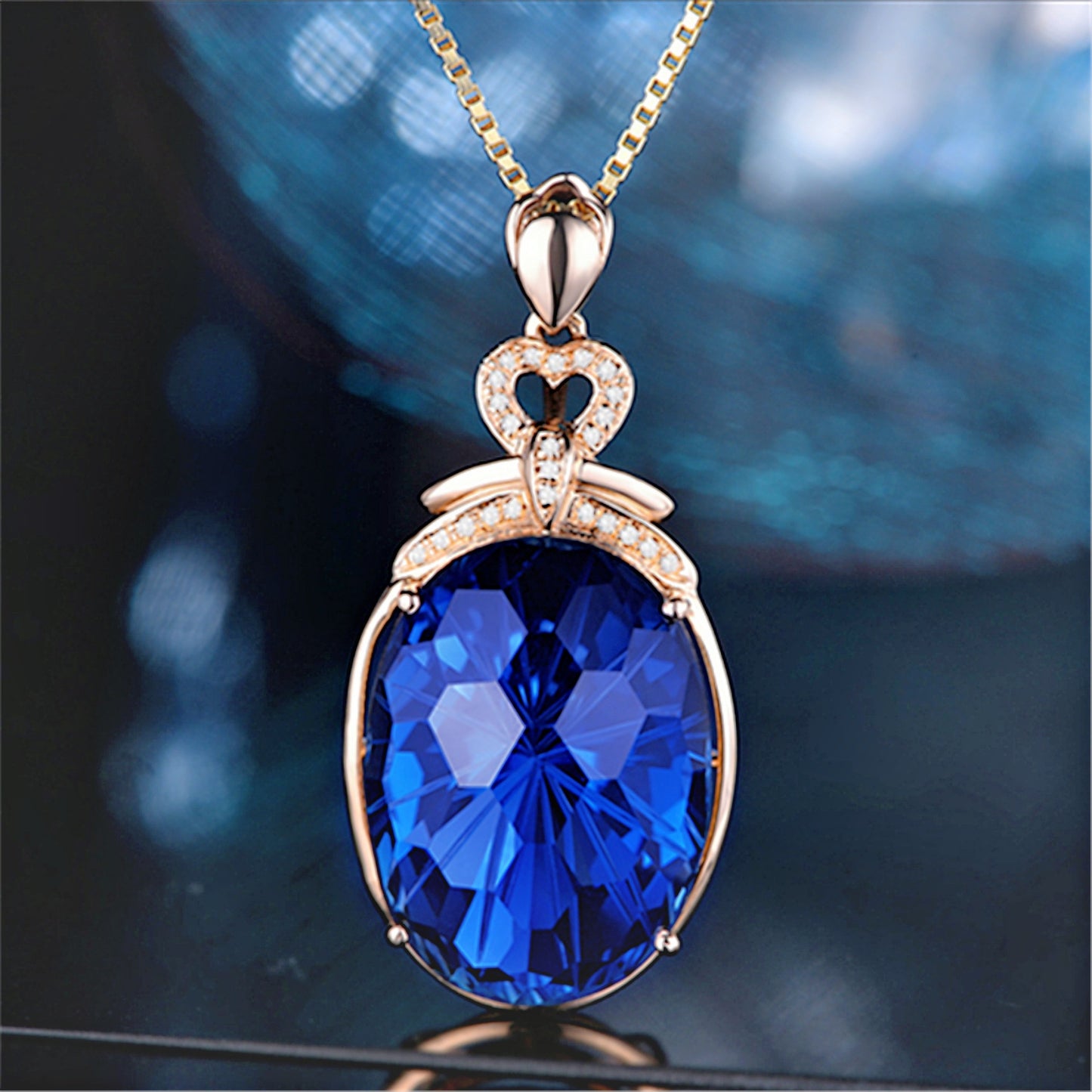 London Blue Topaz Gold-plated Inlaid Colored Gems Pendants