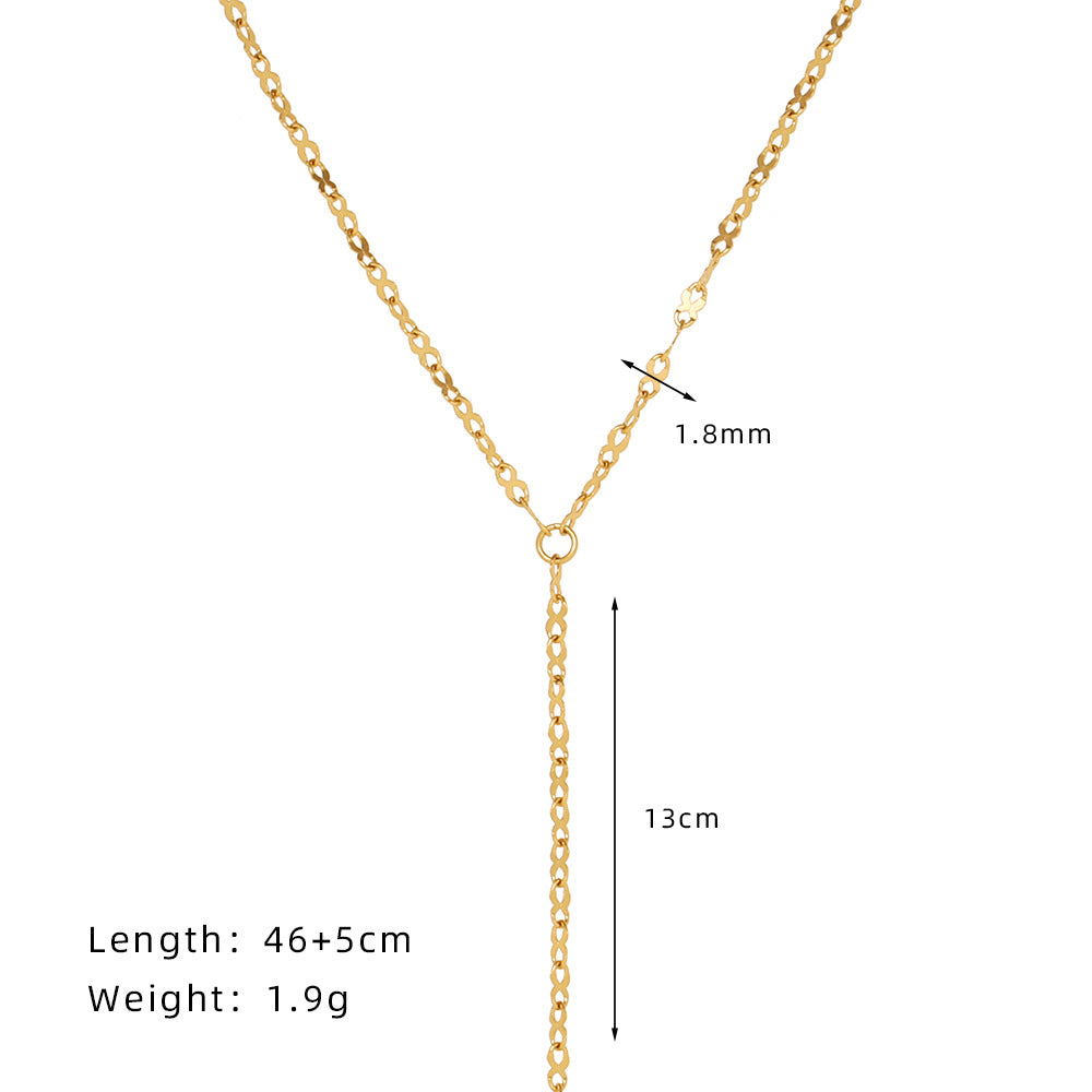 Shiny Chain Twin Set Y-shaped Clavicle Necklaces