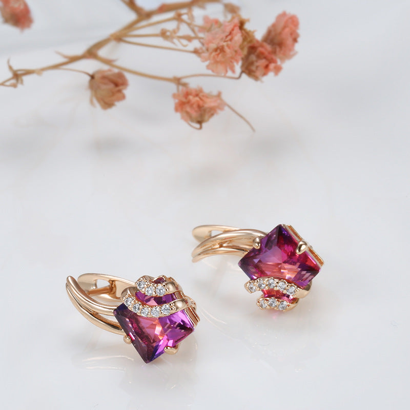 Women's Fashion Zircon Creative Popular Rose Gold Square Rings