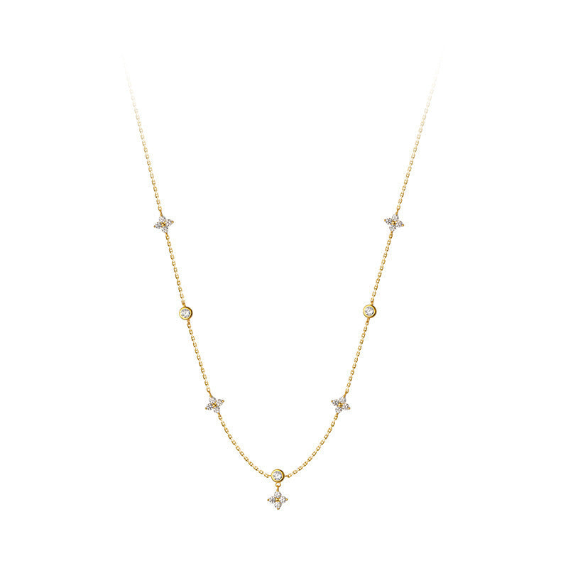 Women's Sier Zircon Clover Light Luxury Cold Necklaces