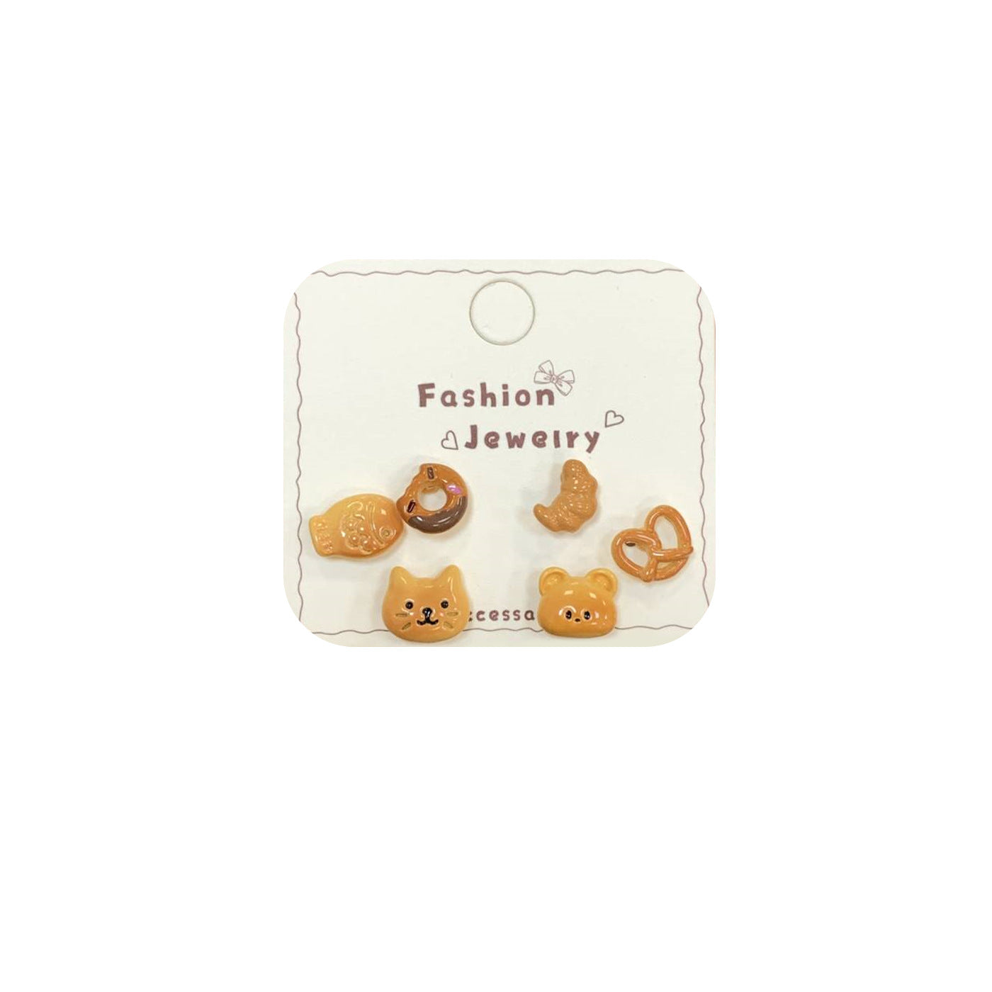 Bear Bread Party Earings Female Sier Needle Cute Personality Stud Earrings