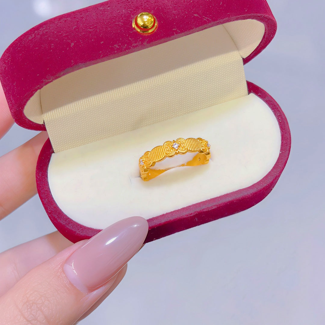 Women's Alluvial Gold Retro Affordable Luxury Design Brass Plated Fashion Ring