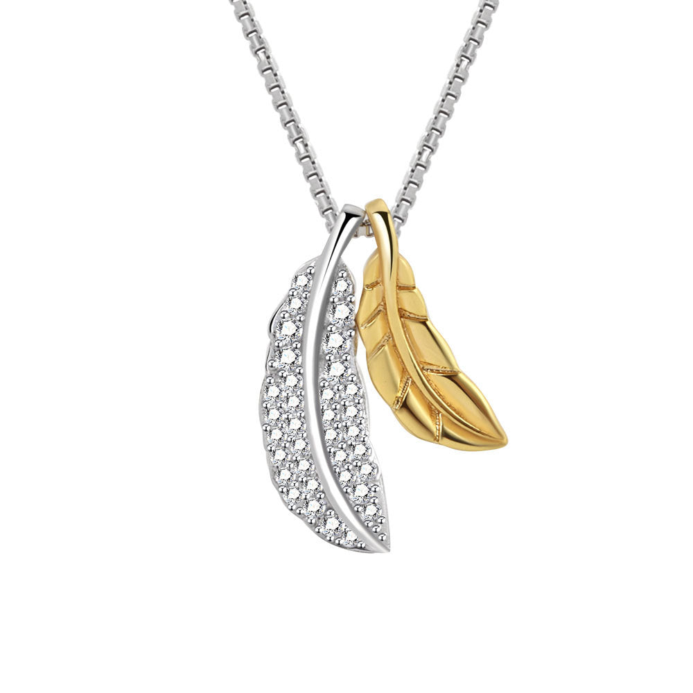Light Luxury Temperament Sweater Chain Two-color Feather Female Necklace