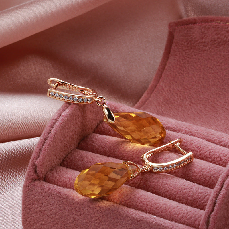 Women's Style Exquisite Refined Grace Yellow Zircon Stud Earrings