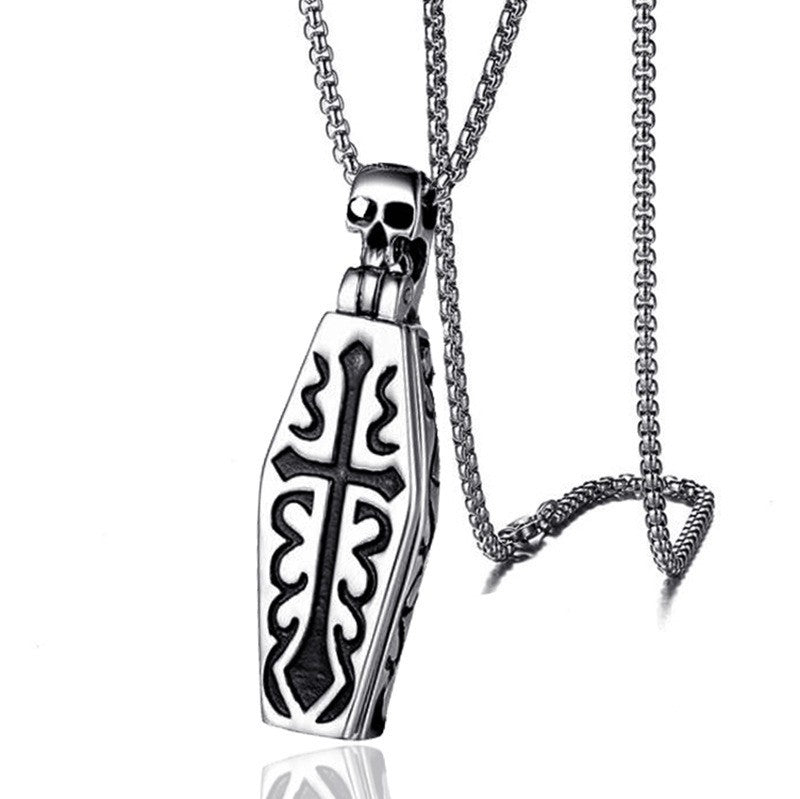 Men's Death Titanium Steel Domineering Coffin Cross Necklace