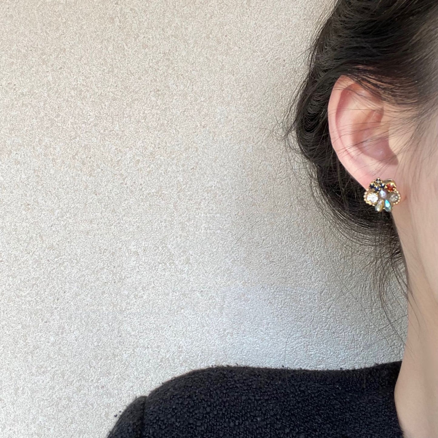 Women's Flower For Sier Needle Niche Temperament Exquisite Contrast Stud Earrings