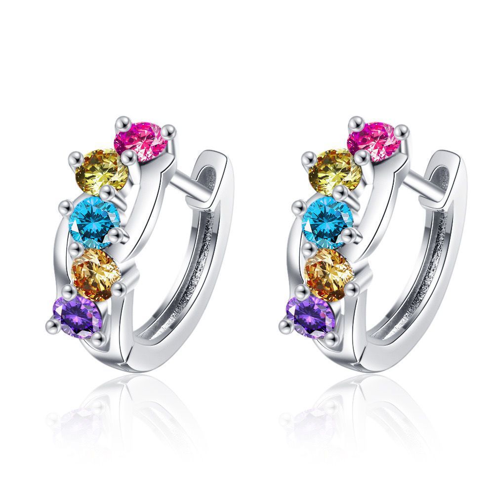 Bridge Niche Design Exquisite Color Zircon Small Ear Clip Unique Rings