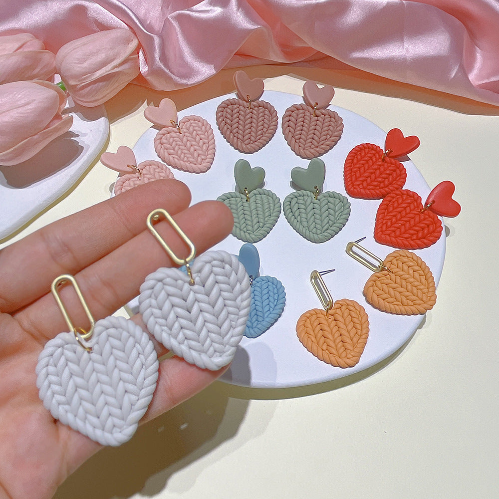 Women's Creative Weaving Polymer Clay French Minority High-grade Stud Earrings