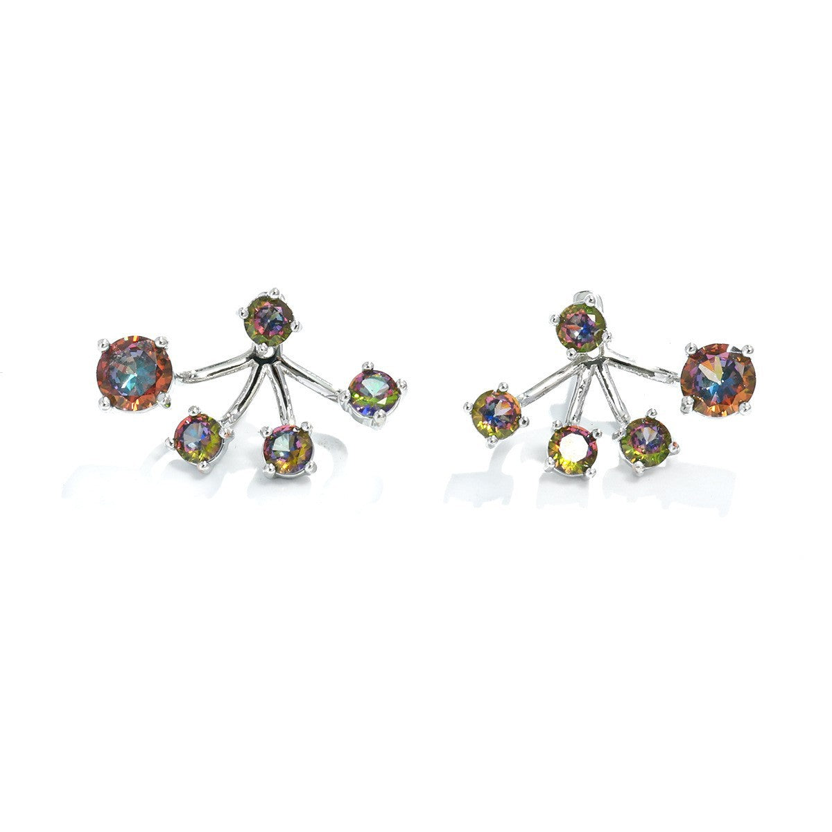 Women's Unique Design Colorful Flower Bracket Elegant Exquisite Stud Earrings