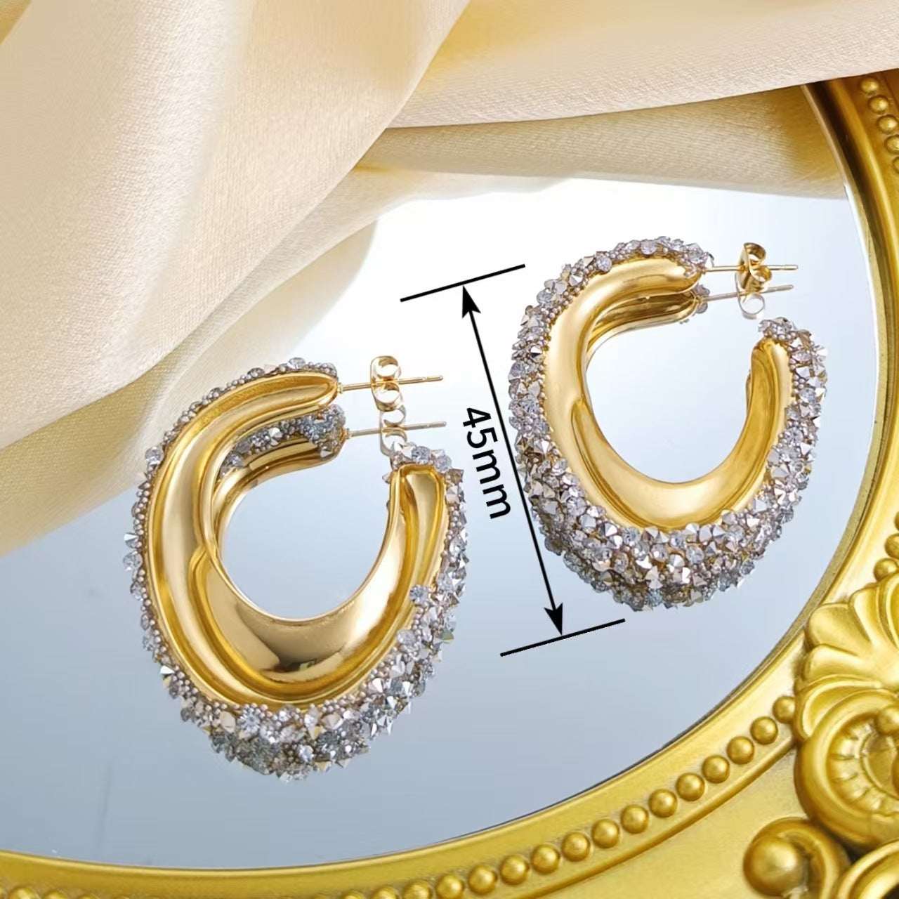 Women's Steel Ocean Style Rhinestone Pearl Starfish Light Earrings