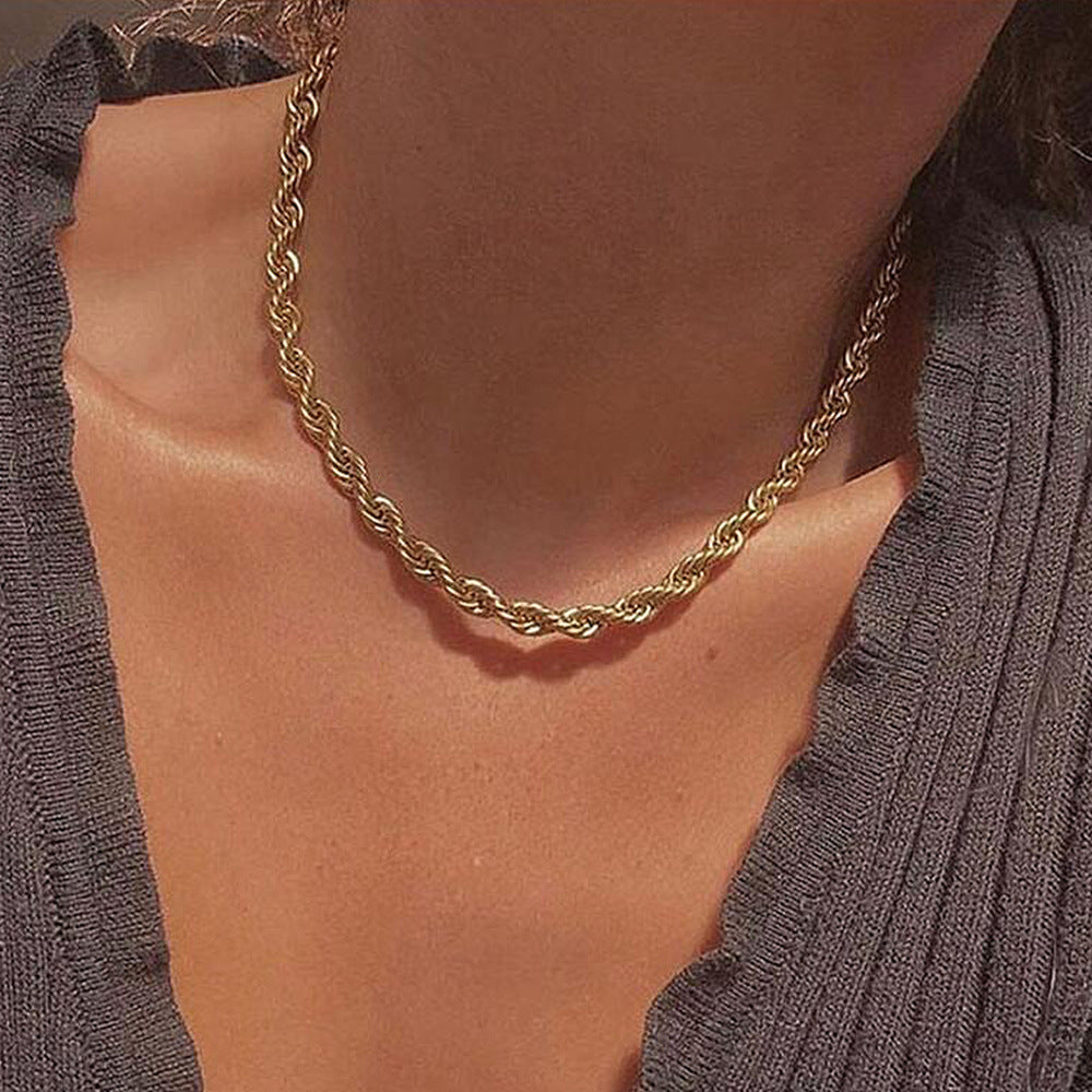 Punk Hip Hop Style Stainless Steel Adjustable Lobster Buckle Woven Necklaces
