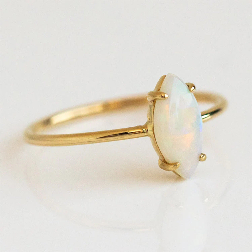 Women's Sterling Sier Opal Fashion Simple Style Rings