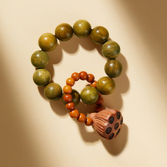 Women's & Men's Small Hand Toy Sandalwood Decompression Ethnic Style Lotus Bracelets
