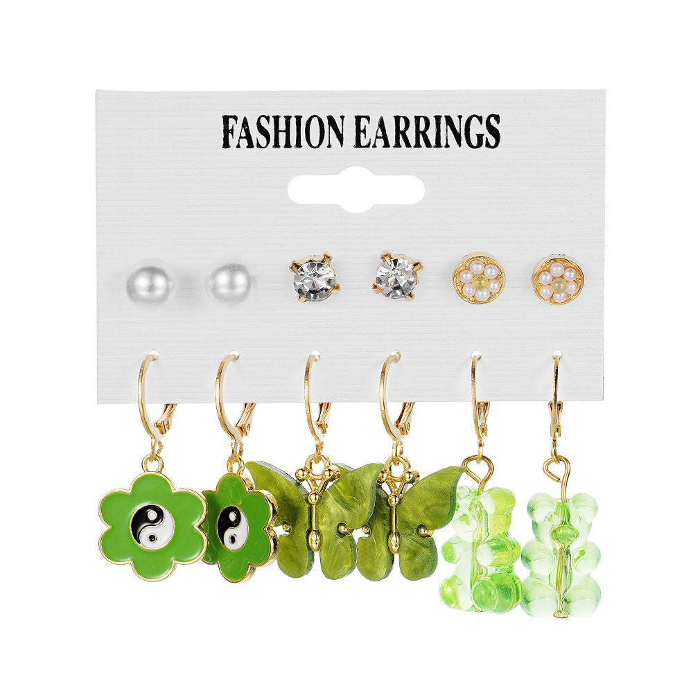 Acrylic Butterfly Cute Bear Ear Clip Earrings