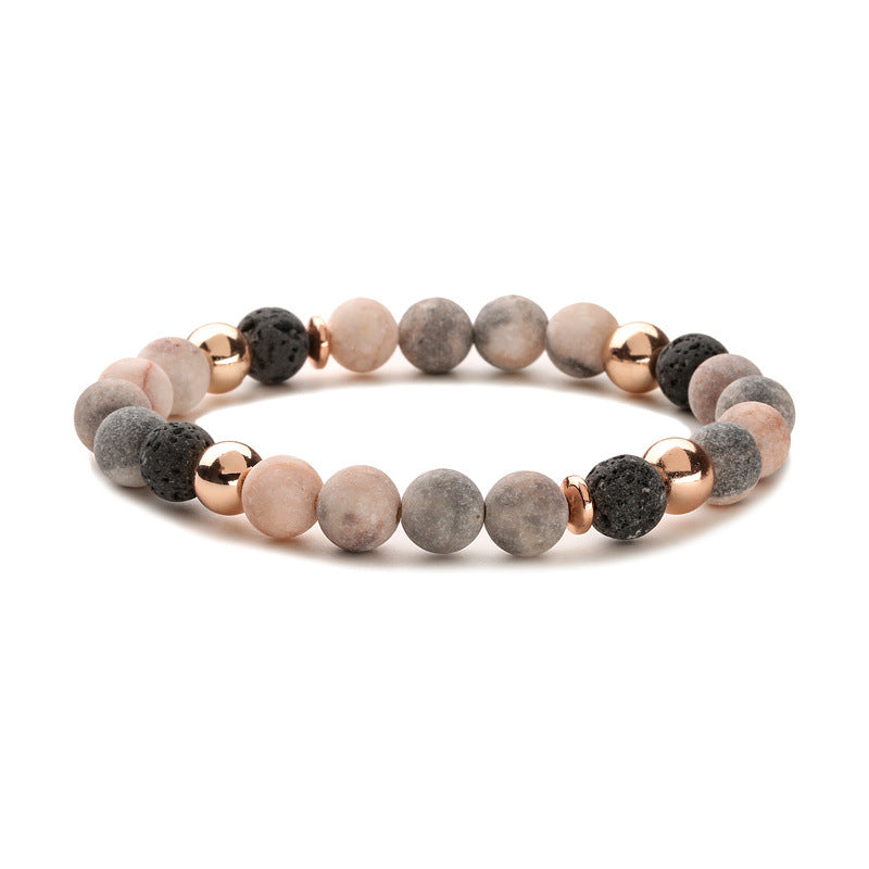 Natural Stone Essential Oil Pink Zebra Bracelets
