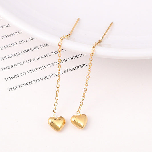 Love Heart String Trendy Titanium Steel Heart-shaped Chain Ear Line