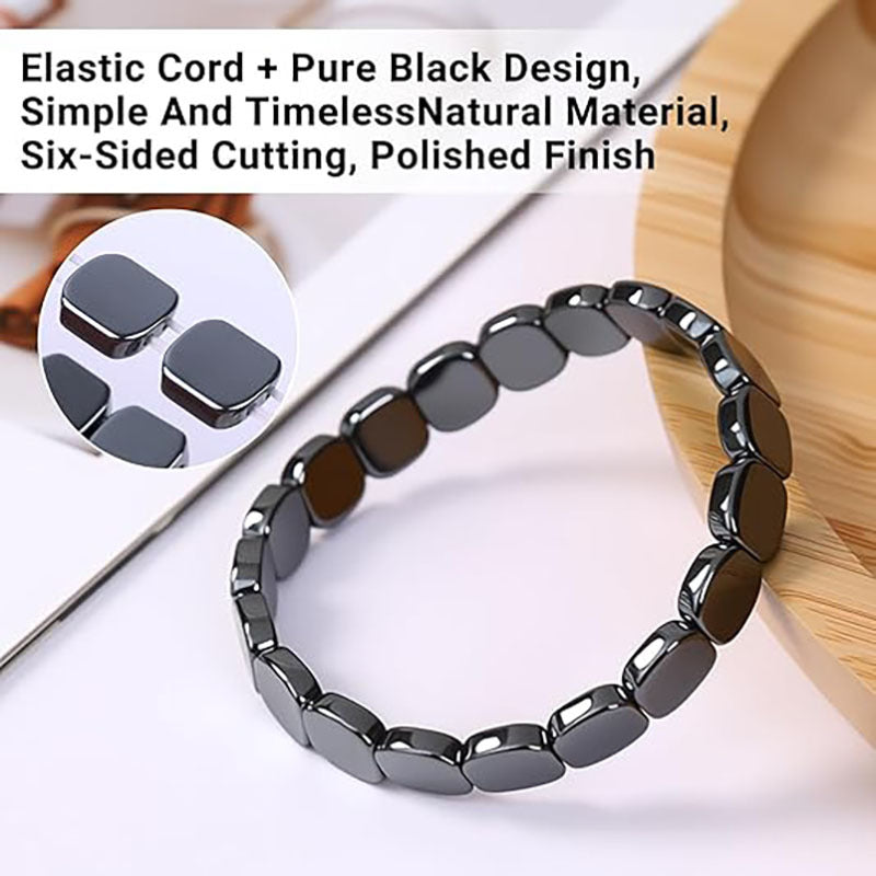 Men's Square Hematite Elastic Mixed Fashion Beaded Bracelet