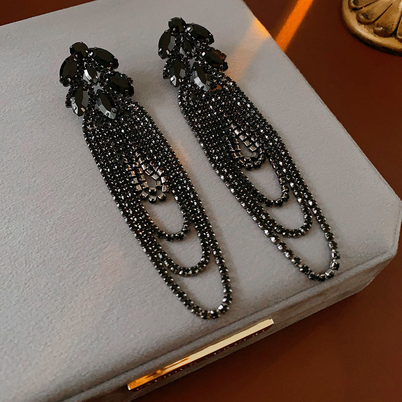 Zircon Letter Long Light Luxury High-grade Fashion Simple Earrings