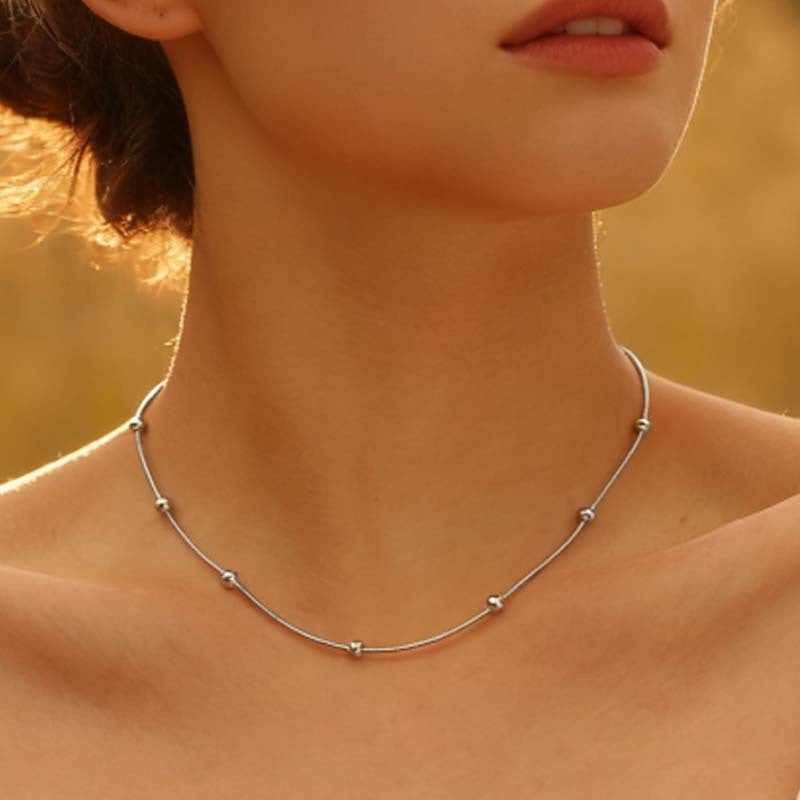 Women's Bean Round Beads Snake Bones Chain Light Luxury High-grade Design Necklace