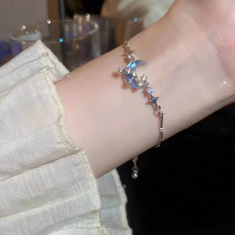 Zircon Titanium Steel Female Light Luxury Minority High-grade Pull Adjustable Bracelet