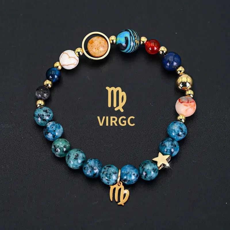 Planets Twee Constellations Natural Stone Blue Black Bracelet
