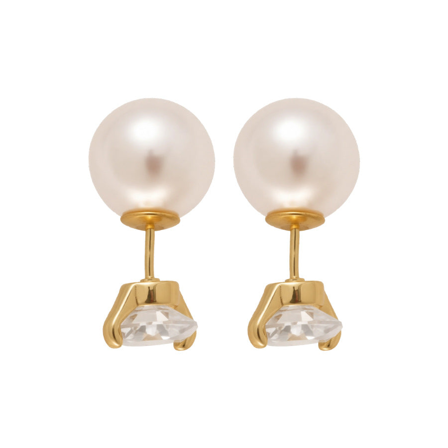 Women's Zircon Round Pearl Casual Fashion Simple Elegant Wild Light Luxury Stud Earrings