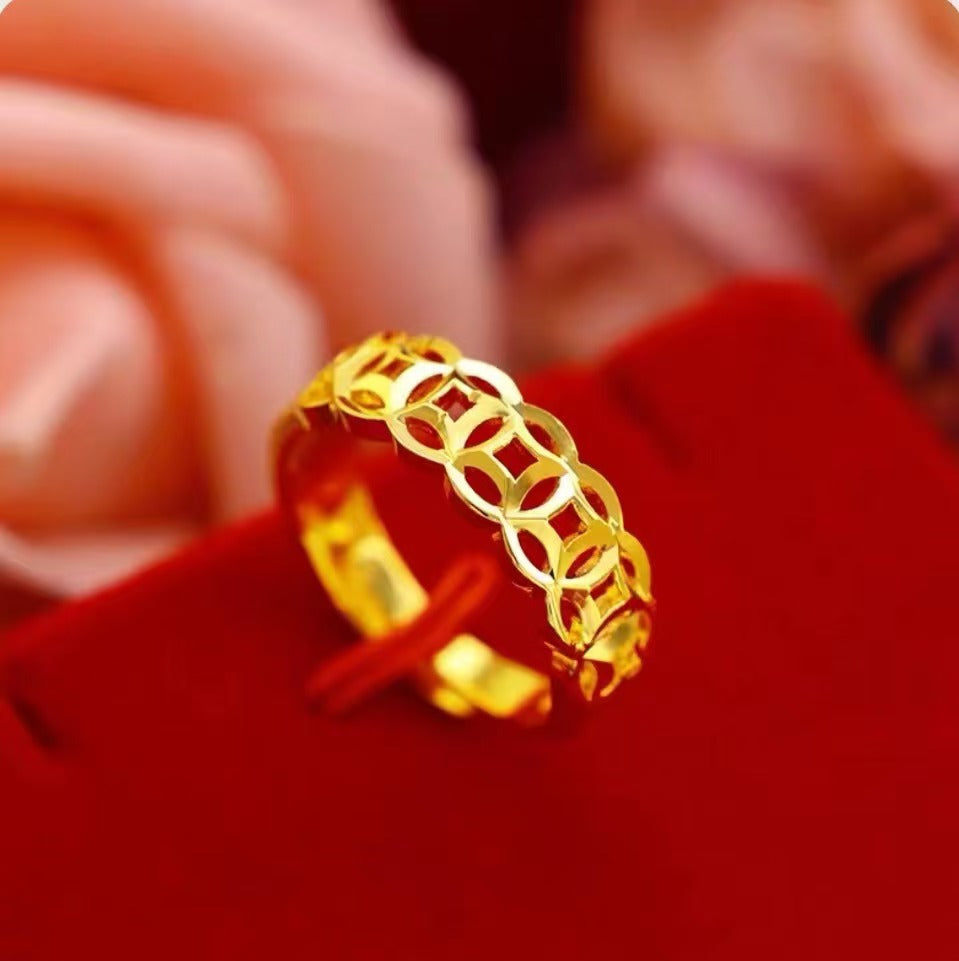 Women's Gold Vietnam Placer Love Heart-shaped Open Brass Gold-plated Rings