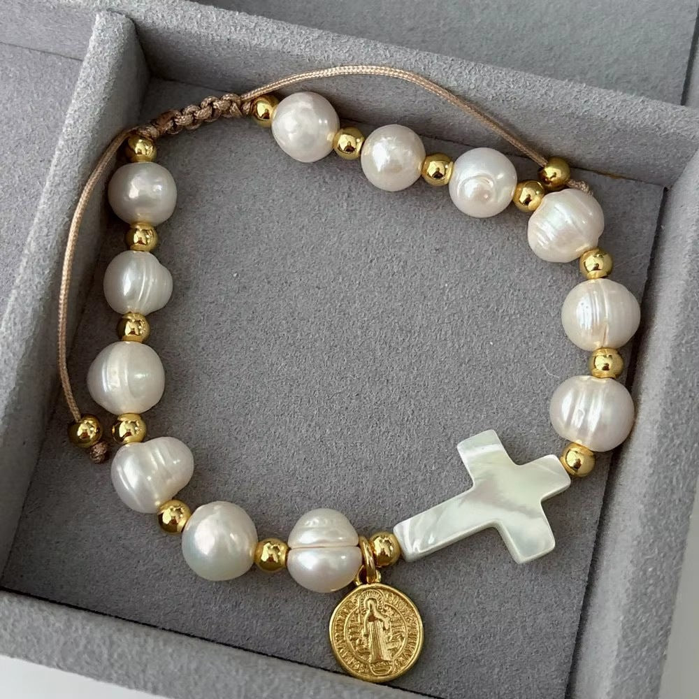 Coin Freshwater Pearl Mysterious Totem Adjustable Bracelets