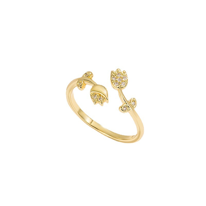 Tulip Light Luxury High-grade Open Flower Rings