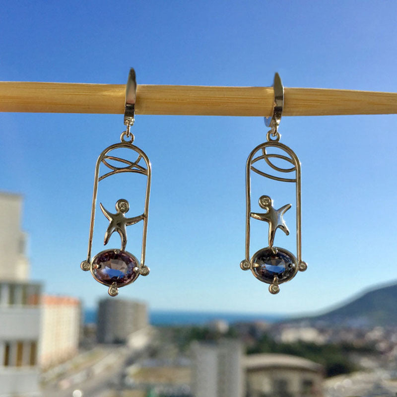 Durable Drop-shaped Blue Gem Handmade Drop Rings