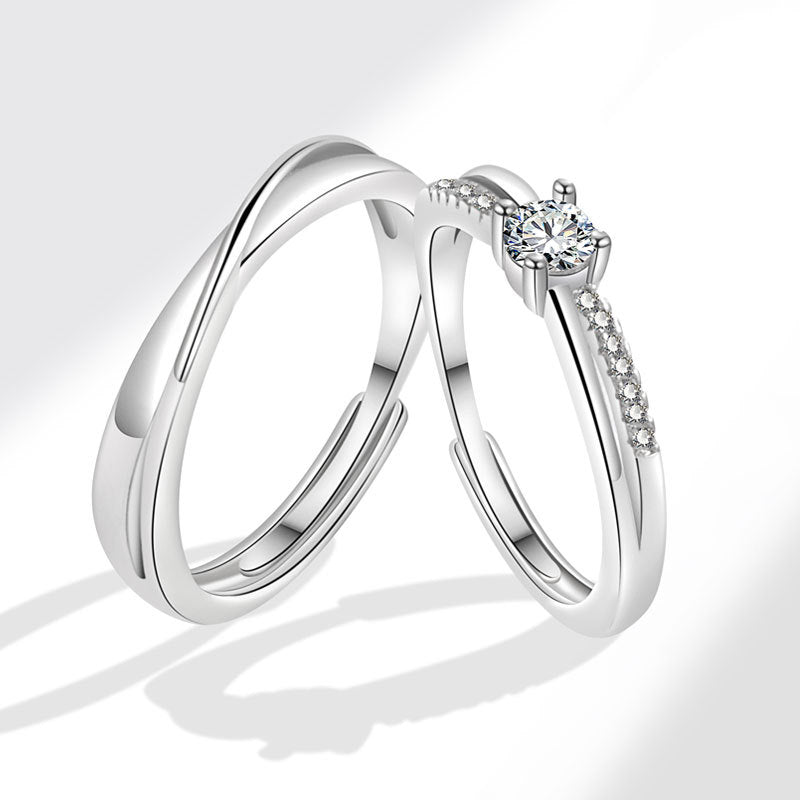 Women's & Men's Mobius Couple One Pair Open Fashion Zircon Rings