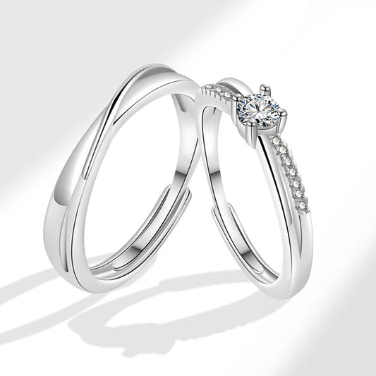 Women's & Men's Mobius Couple One Pair Open Fashion Zircon Rings