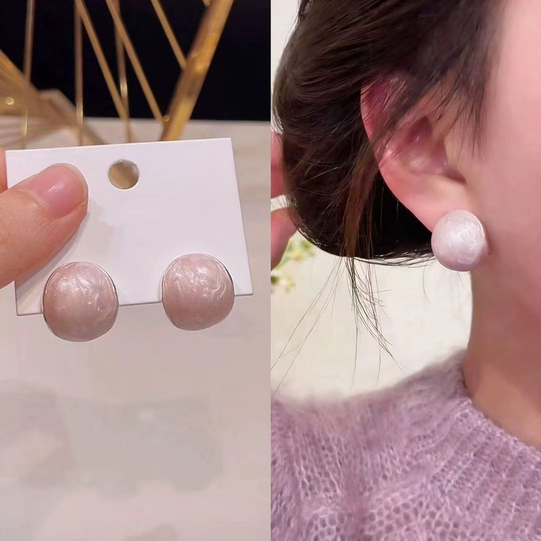 Women's Retro Pink Drip Glazed Semicircle Ear Clip Simple Unique Design Rings
