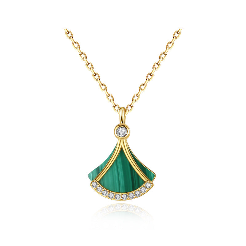 Skirt Malachite Female Sier Fan Niche Design Necklaces