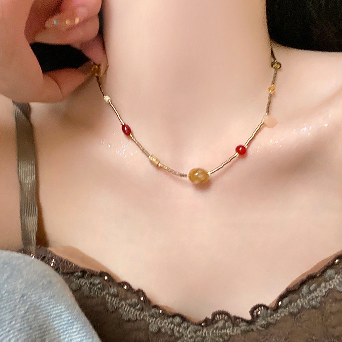 Women's Beaded Vintage Sunflower High-grade Light Luxury Clavicle Chain Necklaces