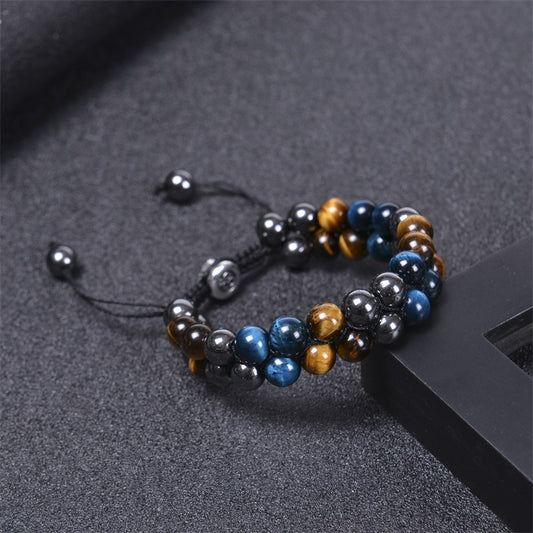 Men's Tigereye Black Magnet Woven Natural Stone Yoga Bracelets