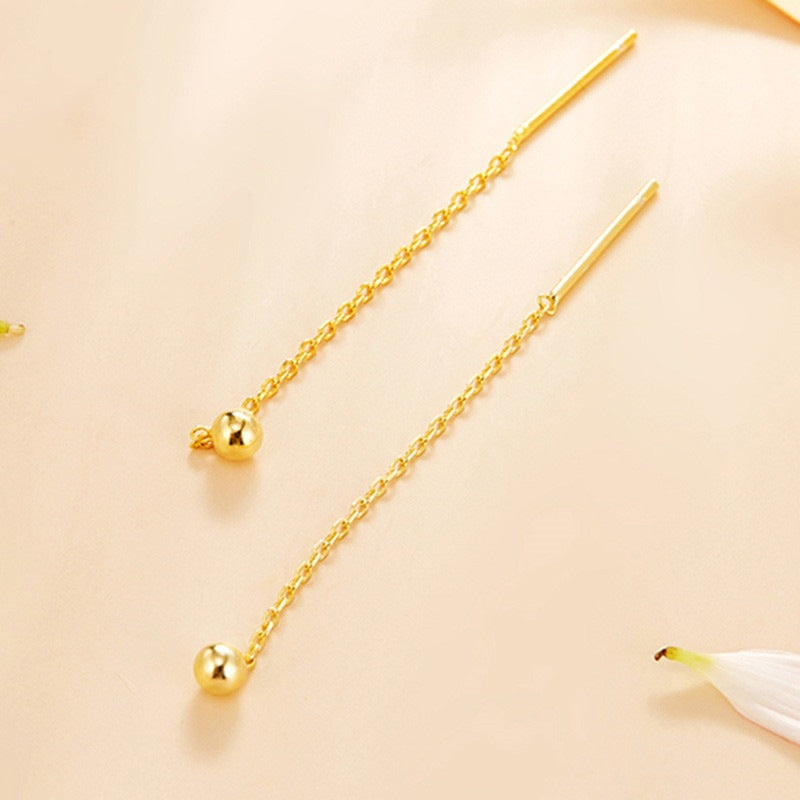 Solid Heart Tassel Peach Gilded Heart-shaped Ear Line