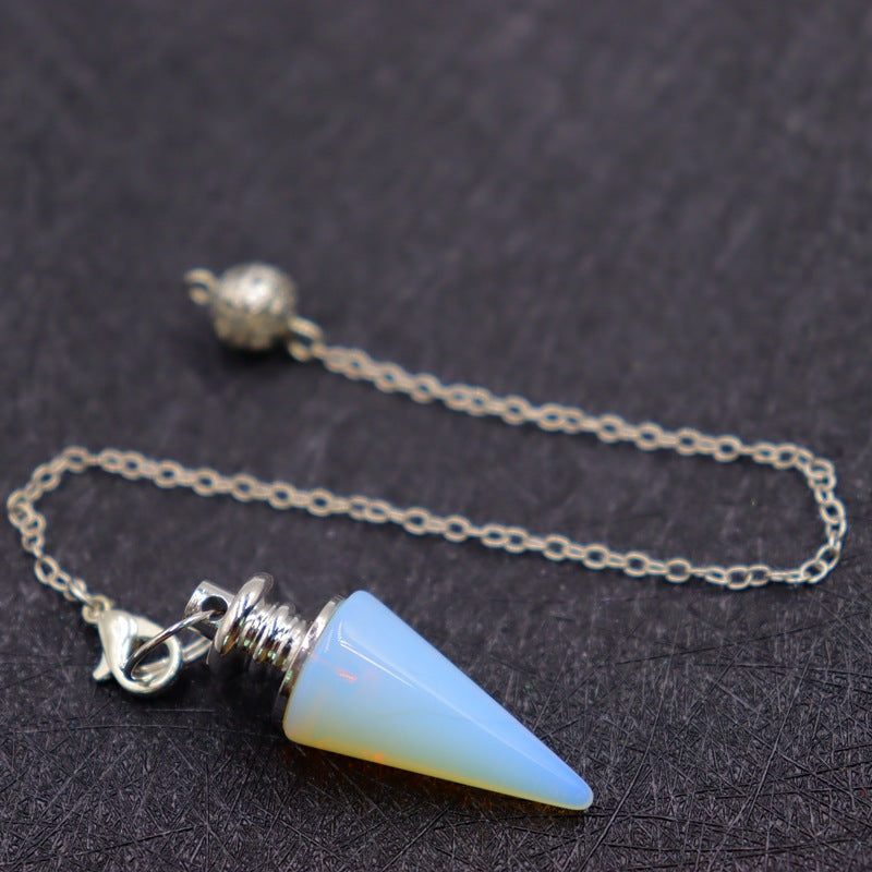 Column Pendulum Chain Natural Crystal Hexagonal Cone Pendants