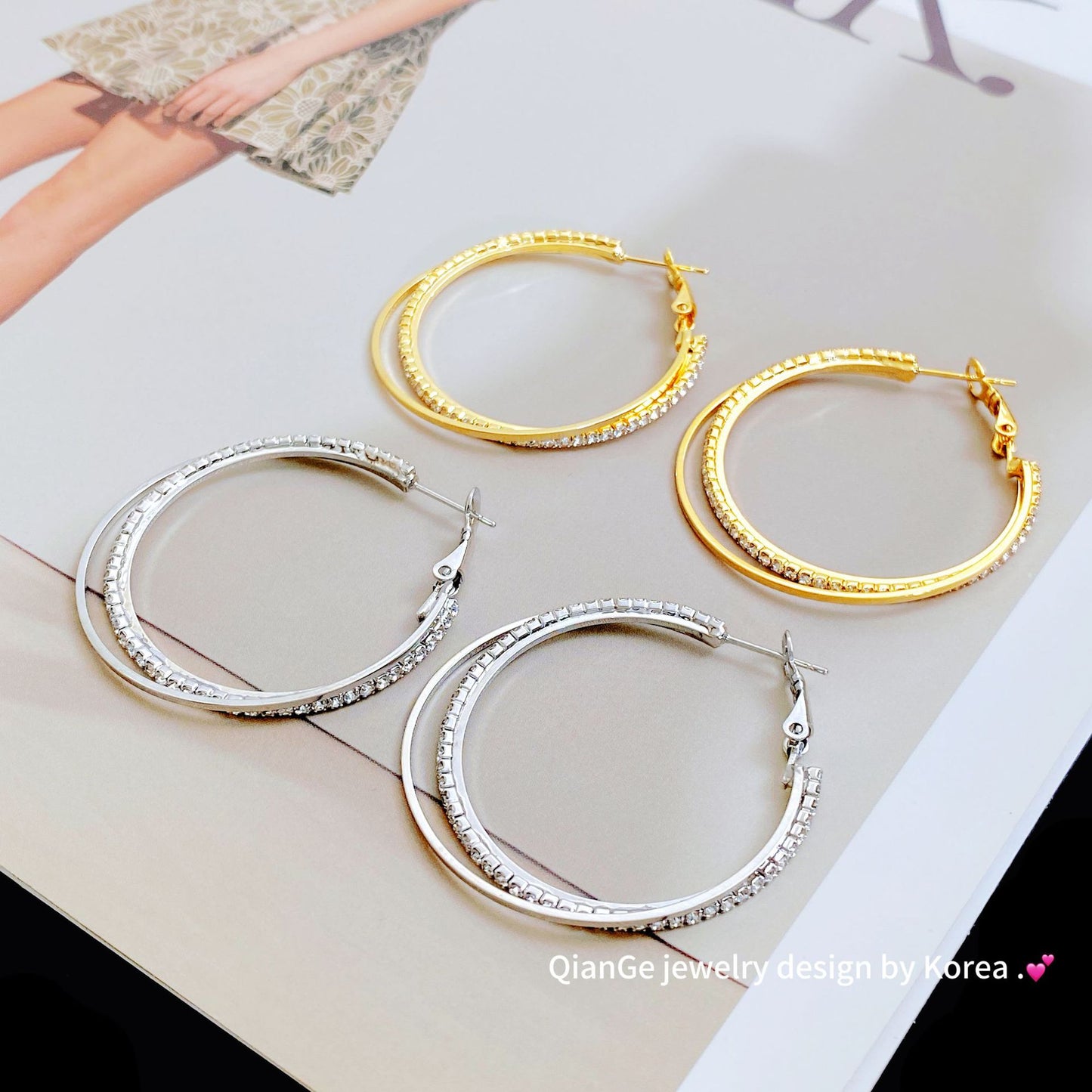 Circle Round Female Sier Needle Temperament Earrings