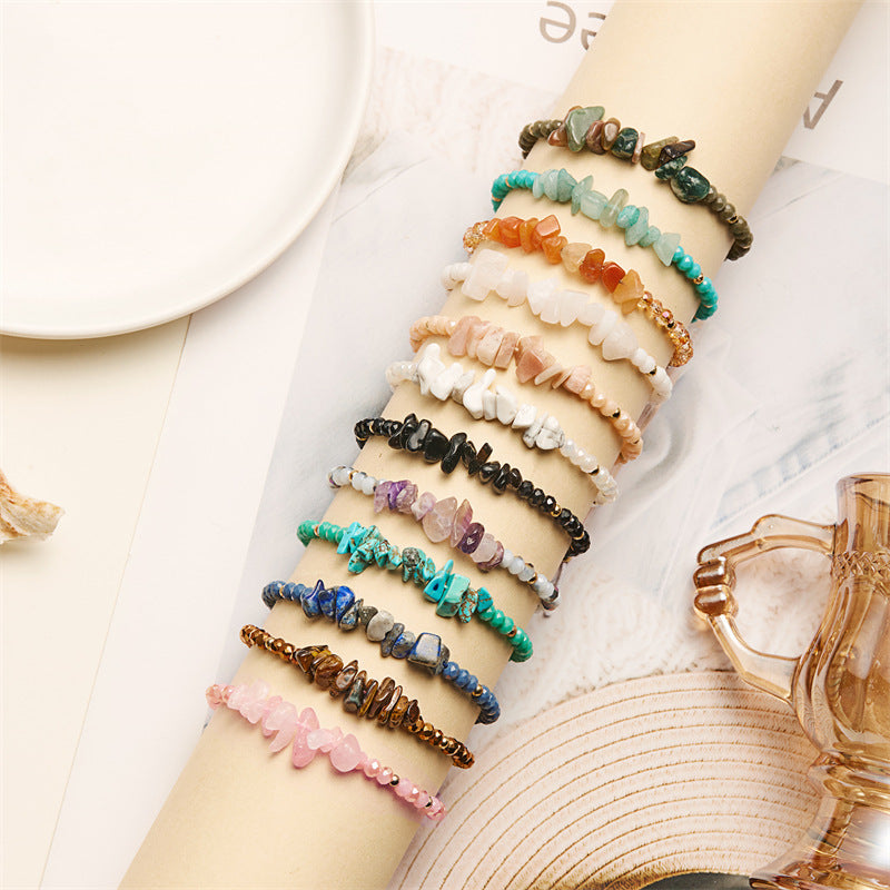 Hand-woven Gravel Irregular Crystal Mixed Adjustable Bracelets