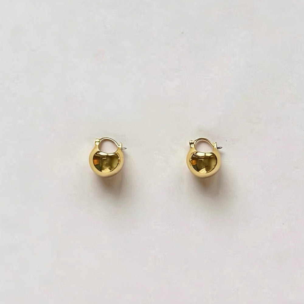 Women's French Simplicity Advanced Classic Design Gold Sier Spherical Earrings