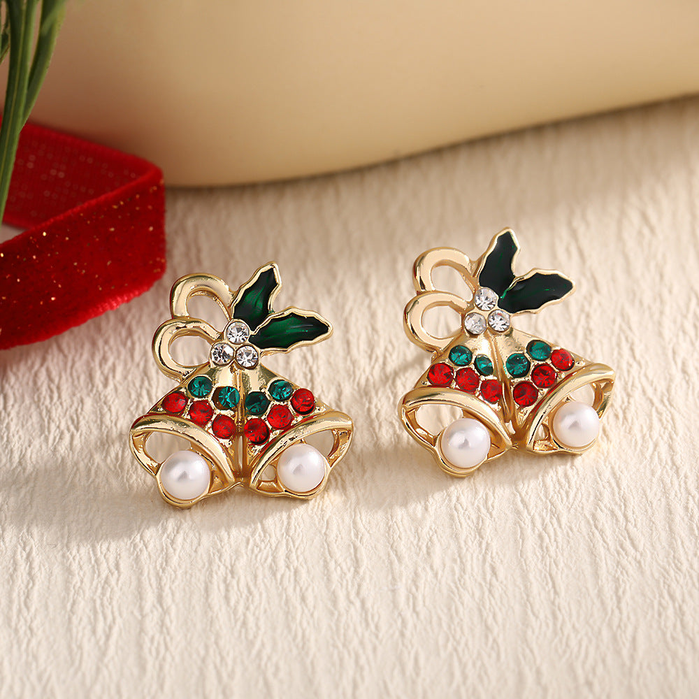 Fashion Elk Tree Snowflake Rhinestone Personalized Stud Earrings