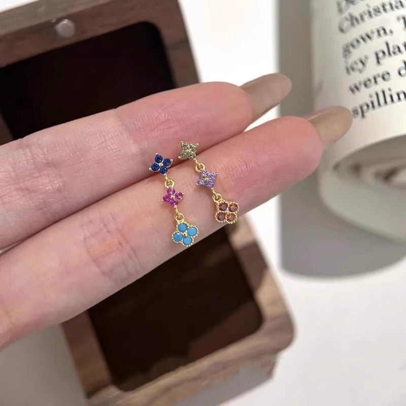 Women's Zirconium Clover Tassel Light Luxury High-grade Graceful Rings