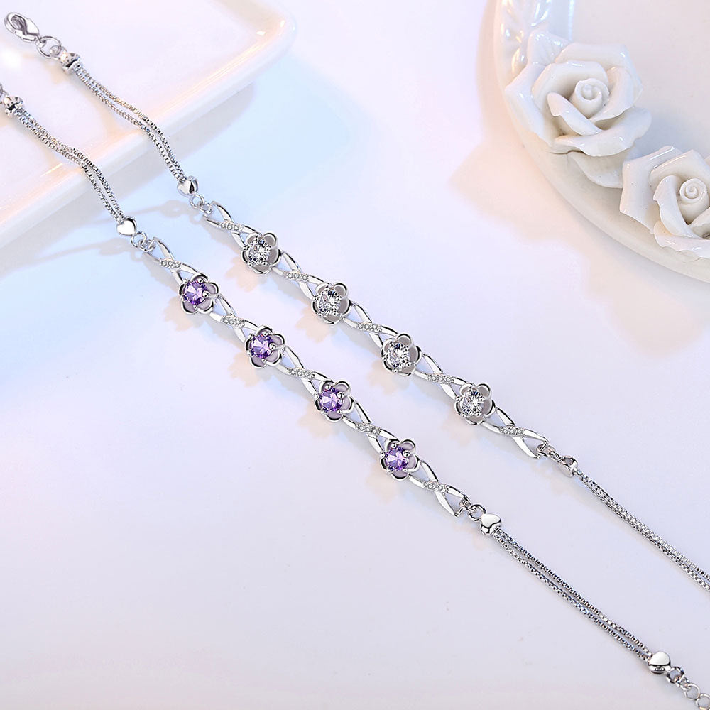 Generations Ten Miles Peach Blossom Spring Sier Retro Bloom Plum Bracelet
