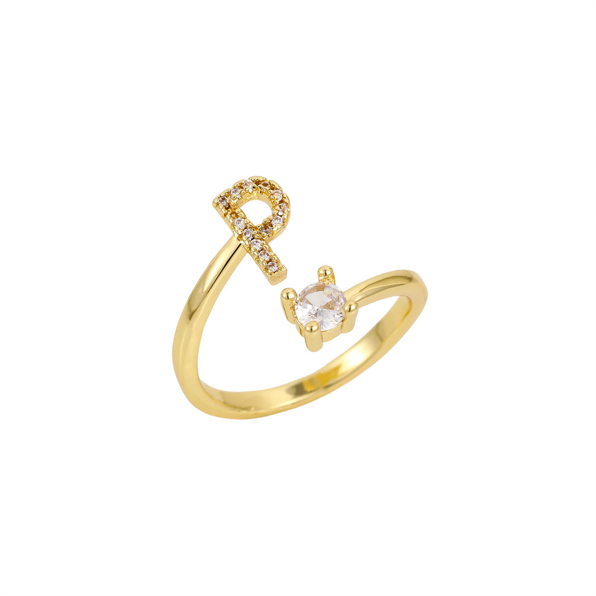 Gold Letter Open Male Female Personality Rings