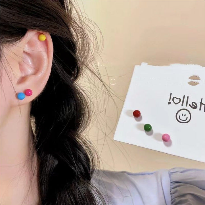 Match Sets Of Cute Finely Inlaid Girly Ear Stud Earrings