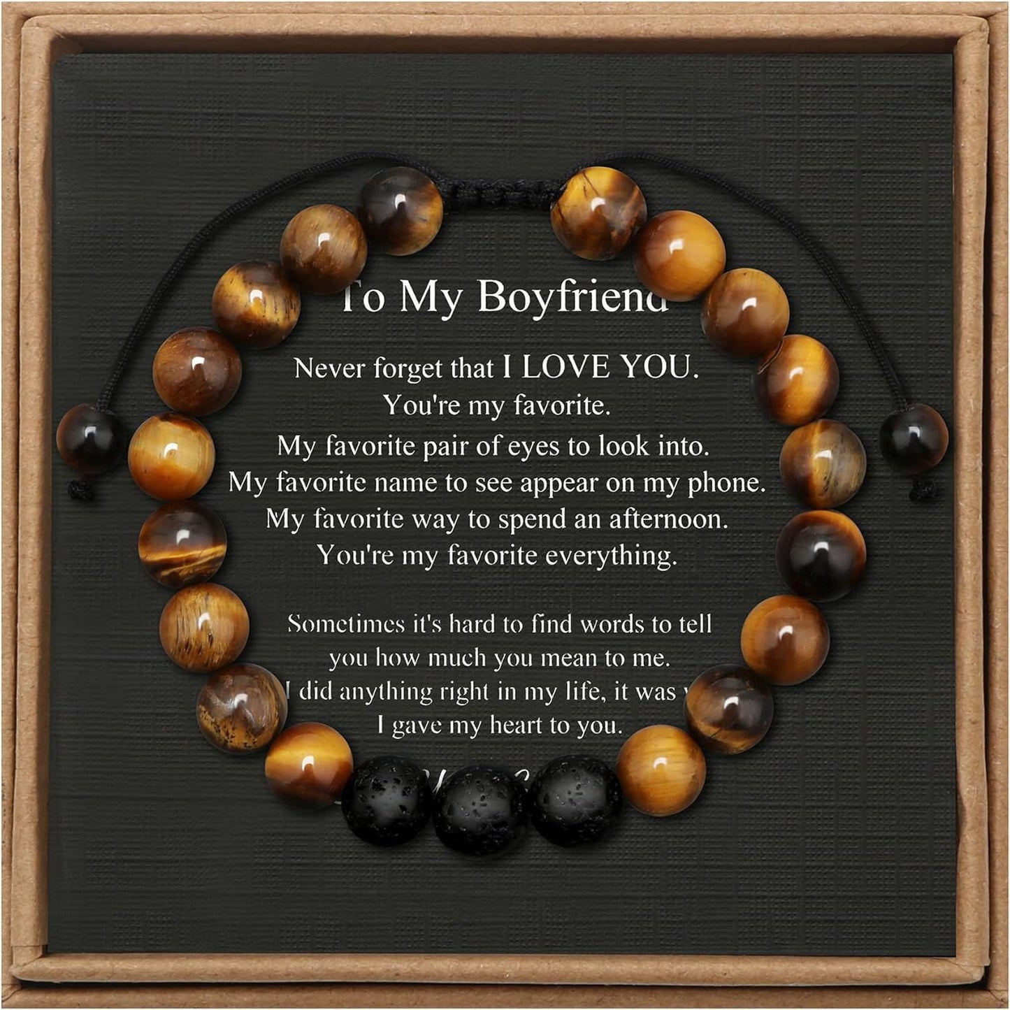 Men's Stone Tiger Eye Woven Adjustable Beaded Bracelet