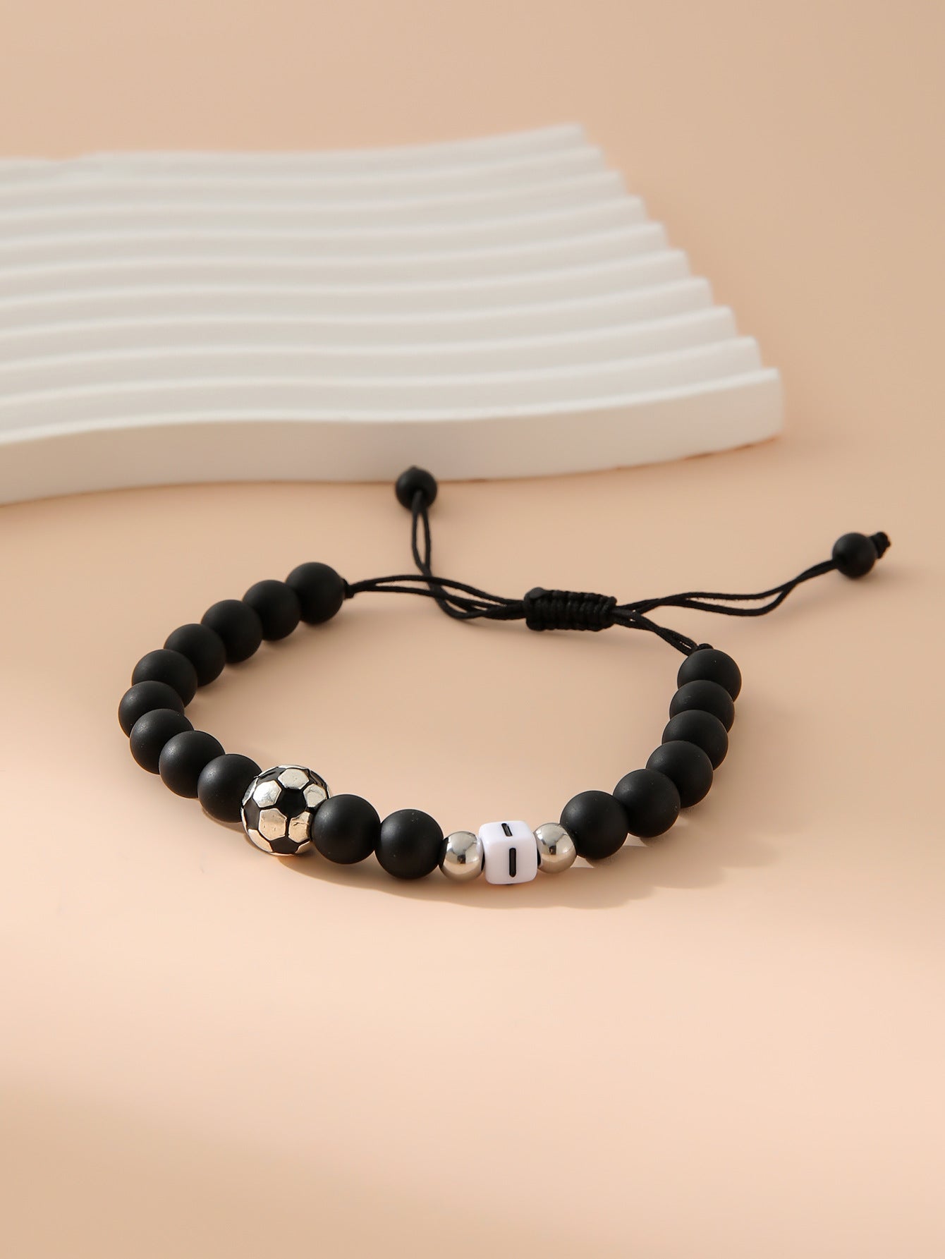 Women's & Men's Black Frosted Football Letters Adjustable For Bracelet