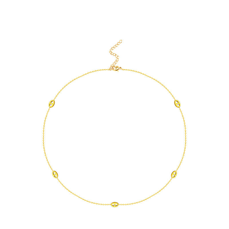 Perfect Ratio Pig Nose Titanium Steel Female Design Clavicle Chain Necklaces