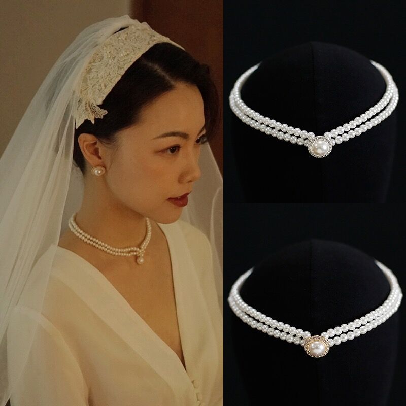 Elegant Retro Pearl Ear Suit Bridal Wedding Necklaces